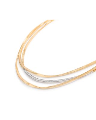 18K Yellow & White Gold Marrakech Diamond Three Strand Necklace, 16.5"