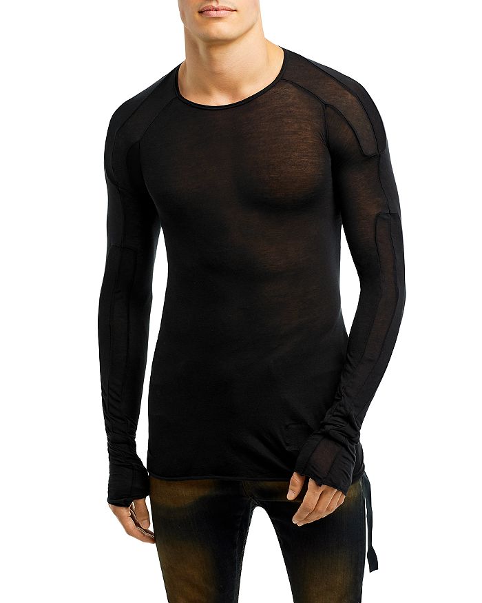 Graphic Sheer Mesh Muscle Fit Long Sleeve Top