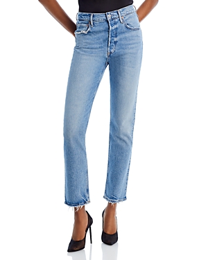 Shop Agolde Riley High Rise Straight Jeans In Cove