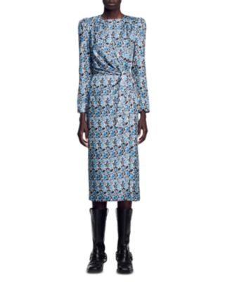 Sandro Lise Long Sleeve Silk Dress | Bloomingdale's Women