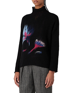 Armani Collezioni Turtleneck Sweater In Solid Black