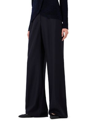 Emporio Armani - Melange Flannel Wool Wide Leg Pants