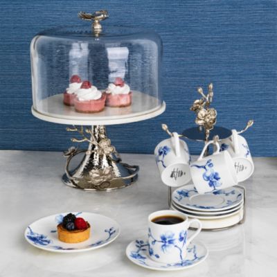 White Orchid Cake Stand with Dome