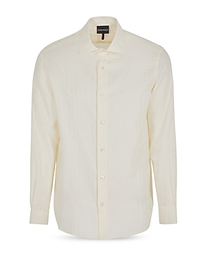 Armani Collezioni Long Sleeve Button Front Shirt In Off White