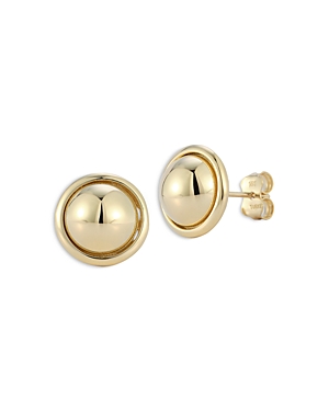 14K Yellow Gold Button Stud Earrings