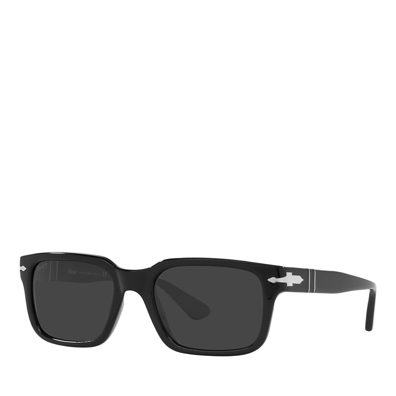 Persol 53mm Polarized Rectangular Sunglasses In Black/black Polarized Solid