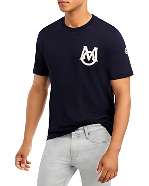 Moncler Men's Archivio Jersey Logo Patch T-shirt In Navy