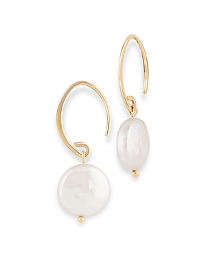 Bloomingdale's Cultured Freshwater Coin Pearl Drop Earrings In 14k Yellow Gold In White/gold