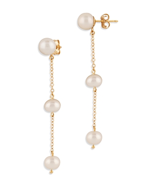 Bloomingdale's Cultured Freshwater Pearl Linear Drop Earrings In 14k Yellow Gold In White/gold