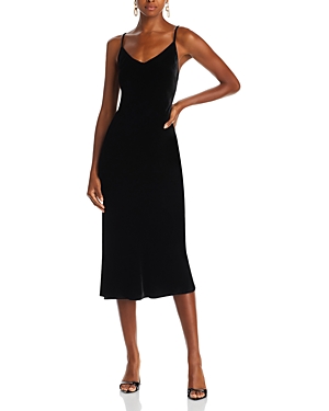 Shop L Agence Seridie Midi Slip Dress In Black