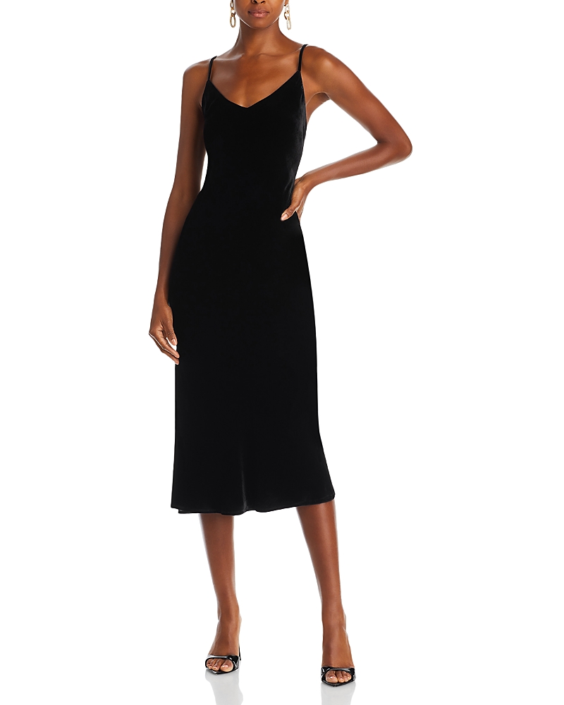L'agence Seridie Mid-length Silk Slip Dress In Black
