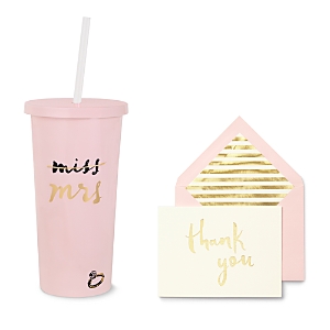 Kate Spade New York Miss To Mrs Tumbler & Thank You Note Set In Pink Multi