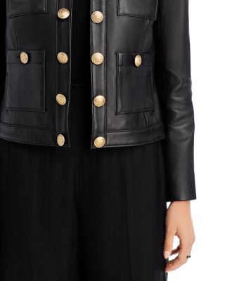 Jayde Leather Open Front Jacket