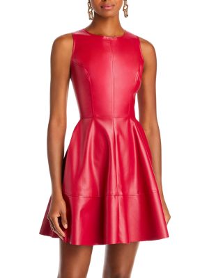 chinese dress ladies PRETTY WILD FIT AND FLARE FAUX LEATHER MINI DRESS – AKIRA main image 0