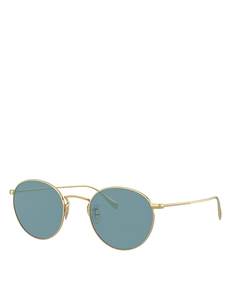 Oliver Peoples Coleridge Sun 50mm Tinted Round Sunglasses In Gold/blue Solid
