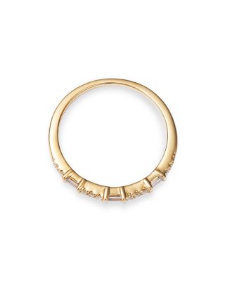 Diamond Baguette & Round Narrow Band in 14K Gold, 0.12 tcw