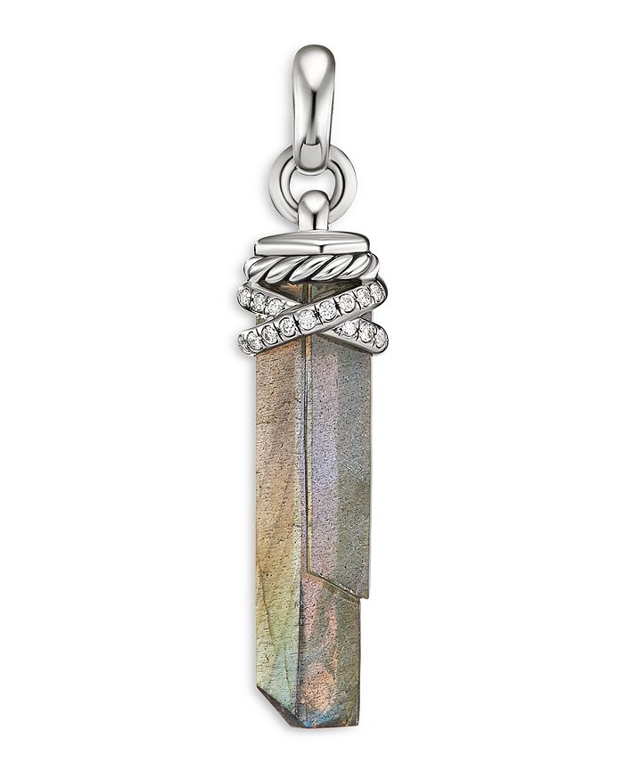 David Yurman - Sterling Silver Wrapped Labradorite Crystal & Pav&eacute; Diamond Amulet