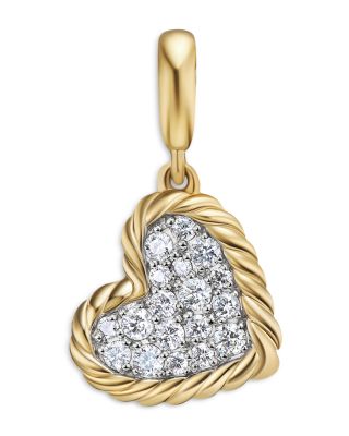 David Yurman - 18K Yellow Gold DY Elements&reg; Pav&eacute; Diamond Heart Pendant