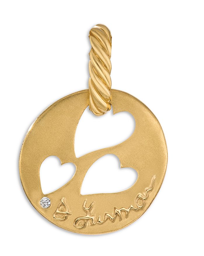 David Yurman - DY Elements&reg; Open Hearts Pendant in 18K Yellow Gold with Diamonds