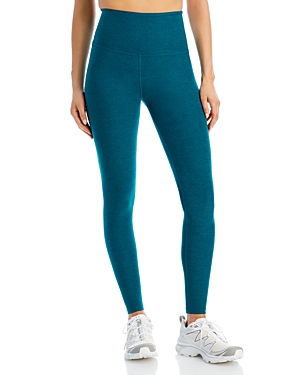 Shop Beyond Yoga Spacedye Caught In The Midi High Waisted Legging In Lunar Teal Heather