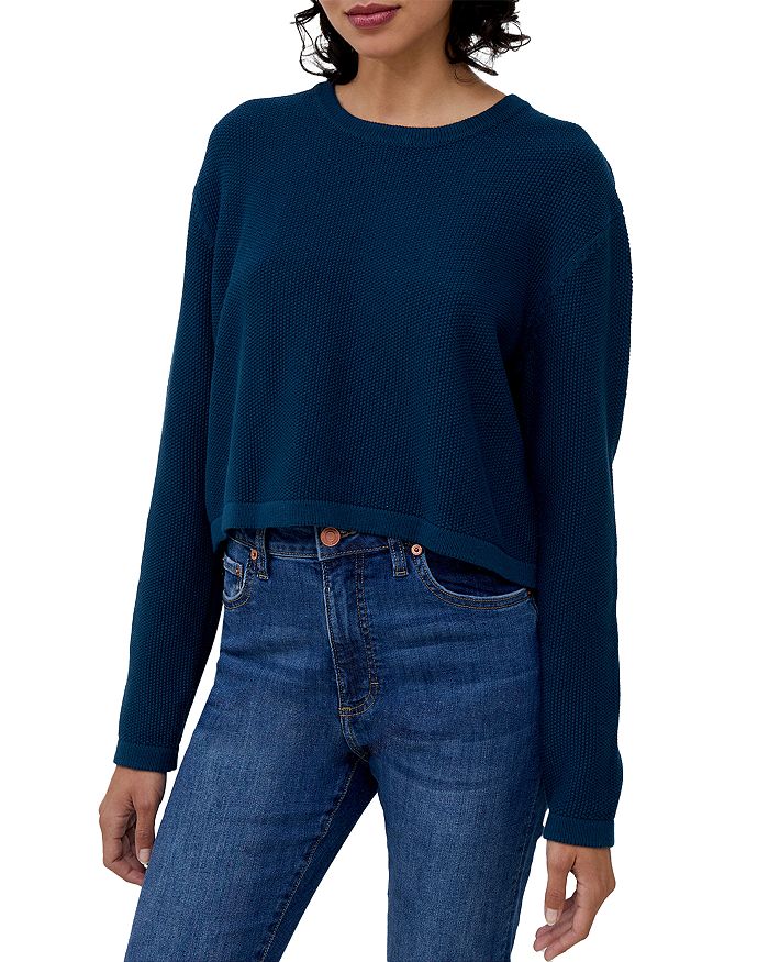 FRENCH CONNECTION Mozart Moss Stitch Long Sleeve Sweater | Bloomingdale's