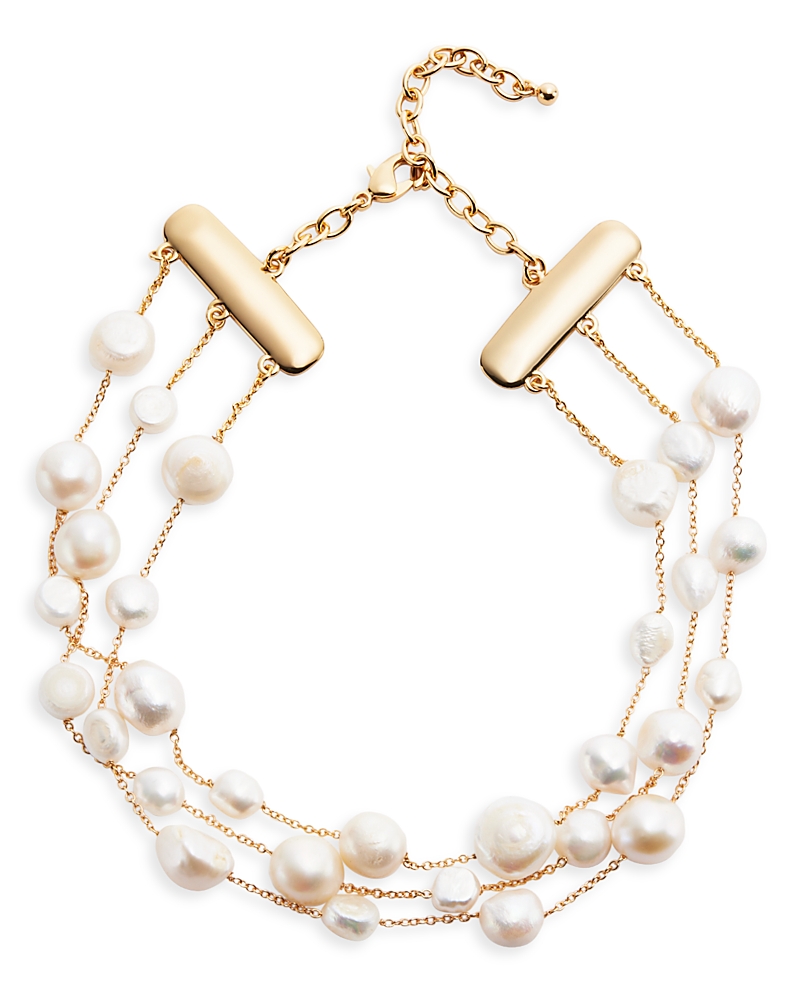 Cult Gaia Nyala Cultured Freshwater Pearl Triple Row Choker Necklace, 16.25