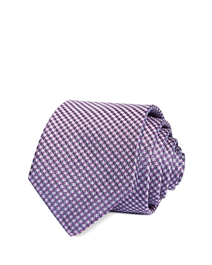 Hugo Boss Micro Check Silk Blend Classic Tie In Open Pink