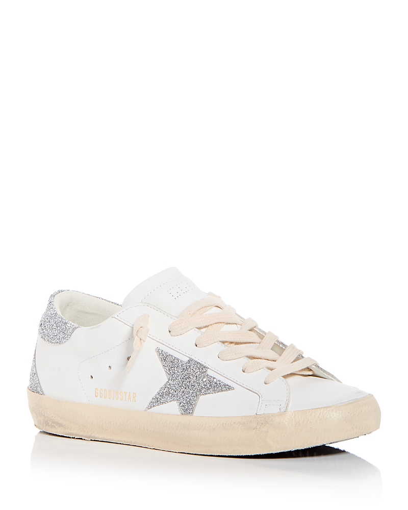 Golden Goose Super-star Round-head Low-cut Sneakers In White Silver