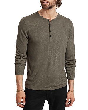 Shop John Varvatos Danville Heathered Long Sleeve Henley In Eucalyptus