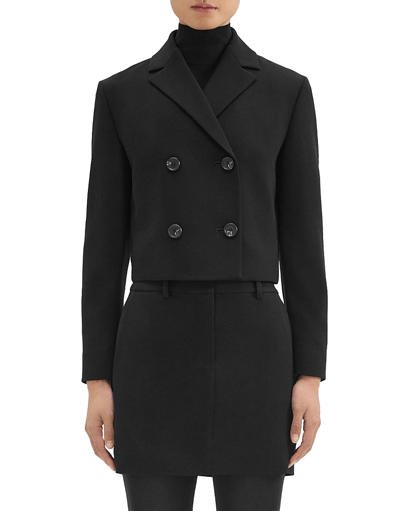 Theory Admiral Double Breasted Crop Jacket In Black