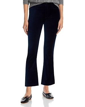 Paige Claudine High Rise Velvet Ankle Flare Jeans in Deep Navy