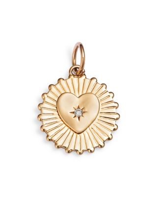 Moon & Meadow Charm Collection 14K Yellow Gold Diamond Heart Disc Charm