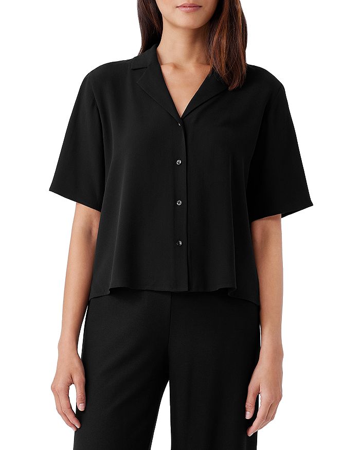 Eileen Fisher Notch Collar Silk Shirt