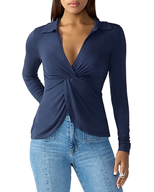 Shop Sanctuary Twisted Dreamgirl Top In Navy Reflection