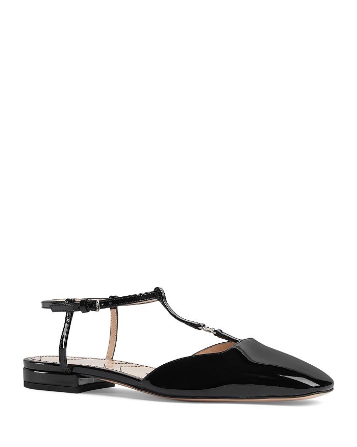 Gucci Women's Double G Square Toe Buckled T Strap Flats | Bloomingdale's