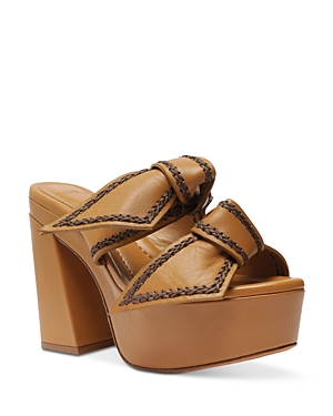 Alexandre Birman Aymmetric Clarita Platform Slide Sandal In Butterscotch