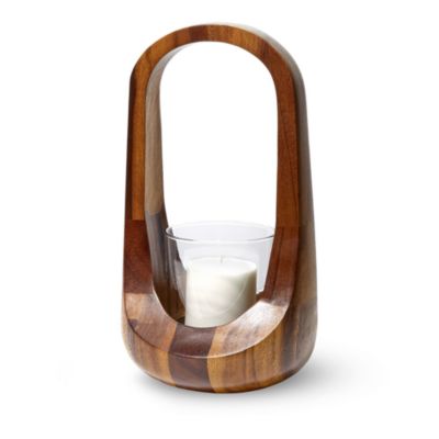 15&amp;quot; Acacia Wood Hurricane Lantern