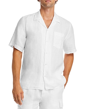 Shop Vilebrequin Short Sleeved Solid Linen Shirt In White