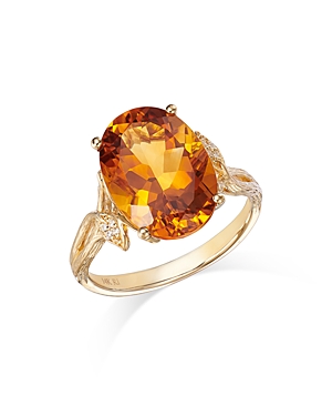 Bloomingdale's Red Citrine & Diamond Accent Statement Ring In 14k Yellow Gold In Orange/gold