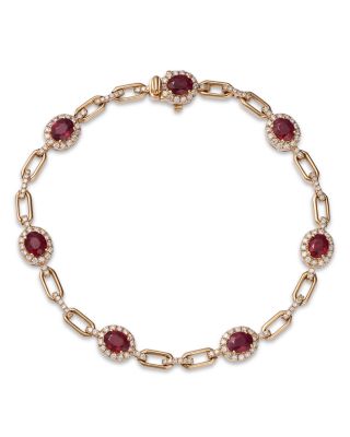 Bloomingdale's Fine Collection - Precious Stone and Diamond Halo Link Bracelet Collection
