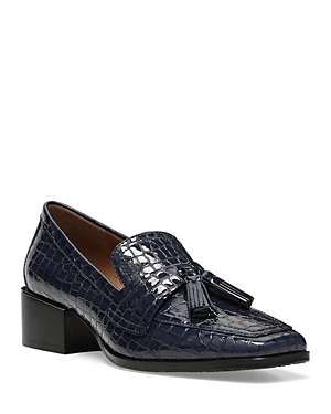 Shop Donald Pliner Women's Square Toe Tassel Loafer Flats In Navy