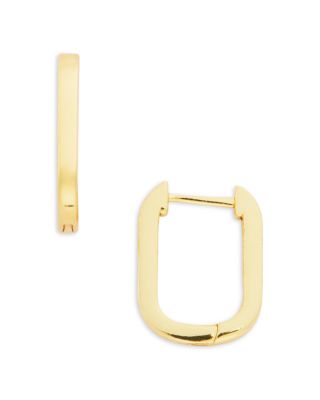 AQUA - 18K Yellow Gold Plated Sterling Silver Oval Huggie Hoop Earrings - Exclusive