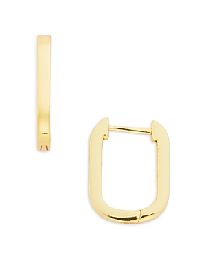 Aqua 18k Yellow Gold Plated Sterling Silver Oval Huggie Hoop Earrings - 100% Exclusive