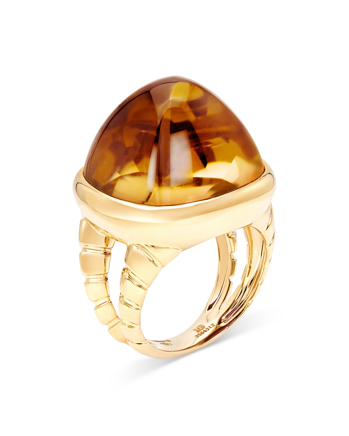 Marina B 18K Yellow Gold Tigella Citrine Statement Ring in Orange/Gold