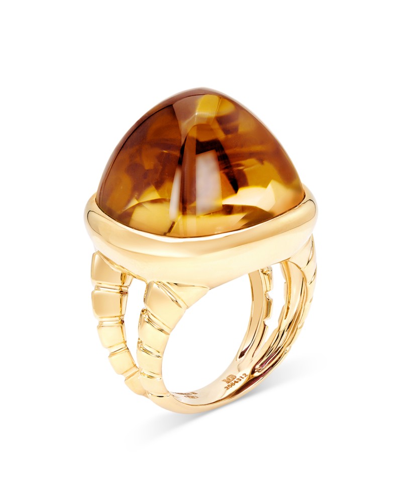 Marina B 18K Yellow Gold Tigella Citrine Statement Ring in Orange/Gold