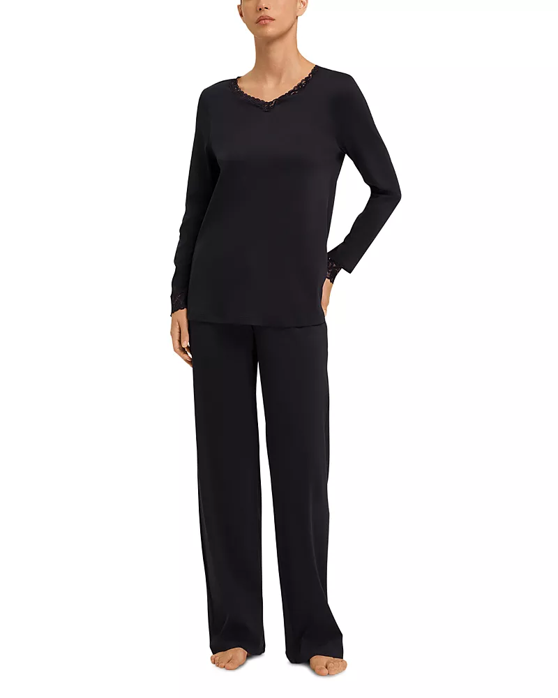 Hanro Moments Cotton Lace Trim Pajamas Set