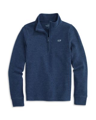 Vineyard Vines Boys' Saltwater Stripe Quarter Zip Mock Neck Sweatshirt - Little Kid, Big Kid