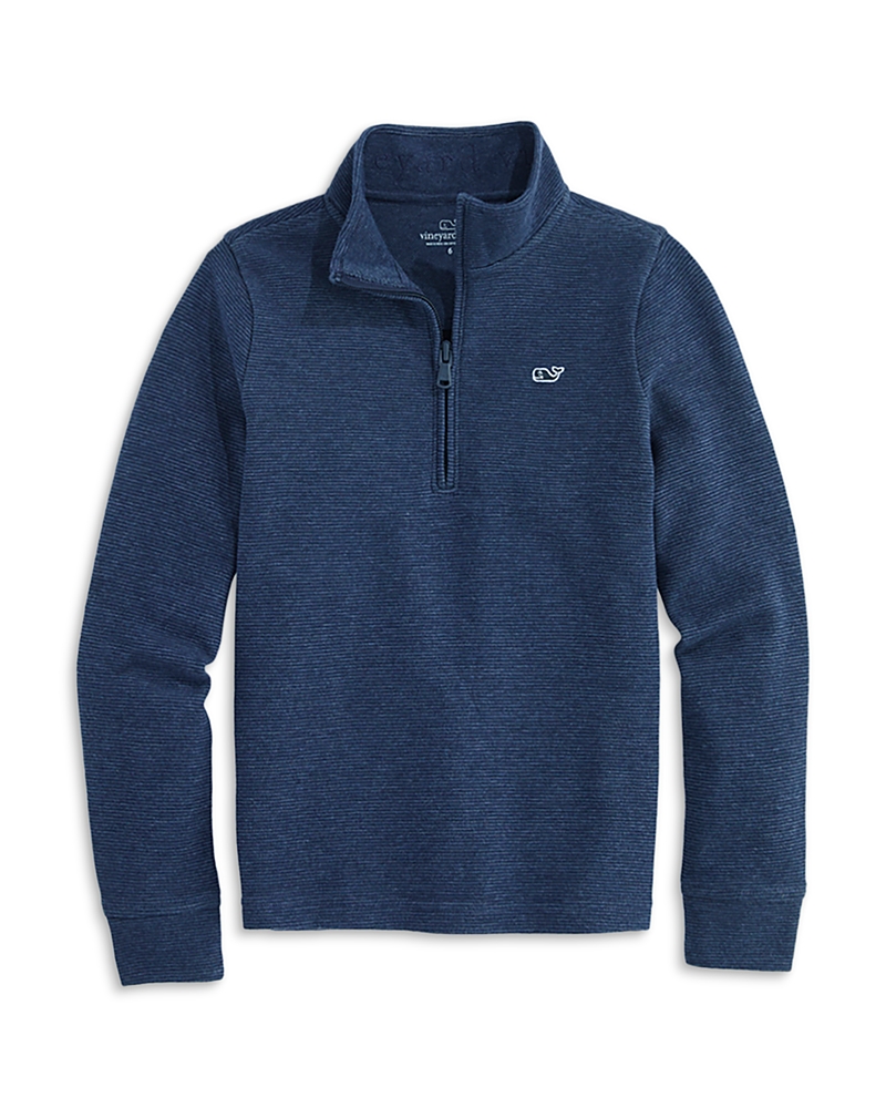 Vineyard Vines Boys' Saltwater Stripe Quarter Zip Mock Neck Sweatshirt - Little Kid, Big Kid
