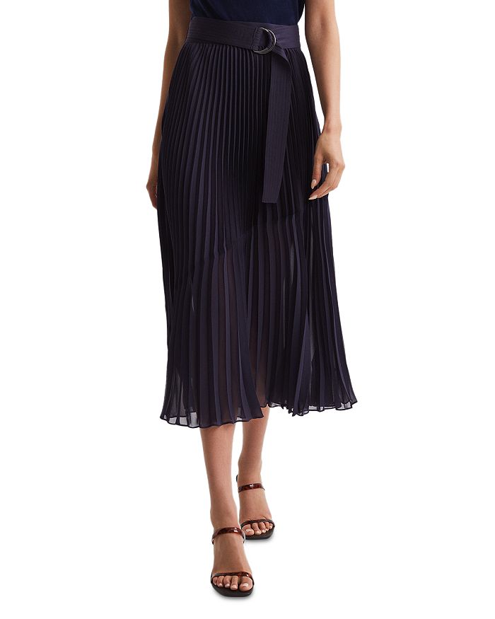 REISS Anya Pleated Midi Skirt Bloomingdale s