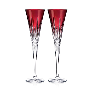 Waterford New Year Celebration Red Flute, Set Of 2 In Red